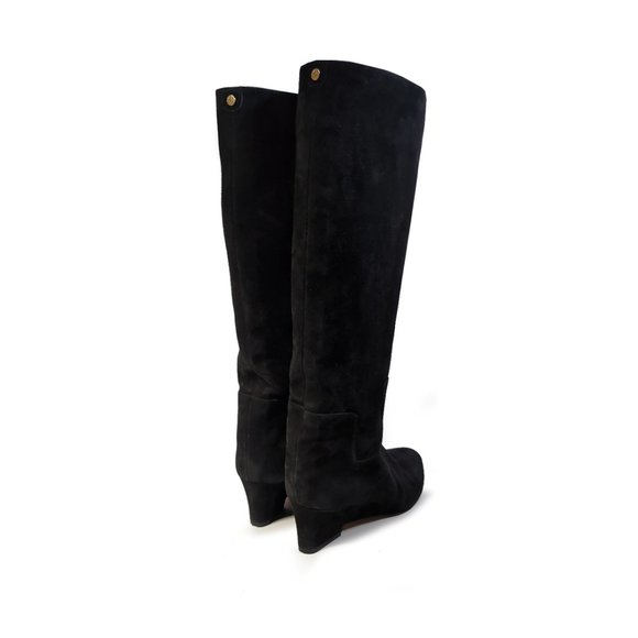 Jimmy Choo Boots 39 | Size 8 Manson 50 Suede Wedge Black Boots - Picture 4 of 9